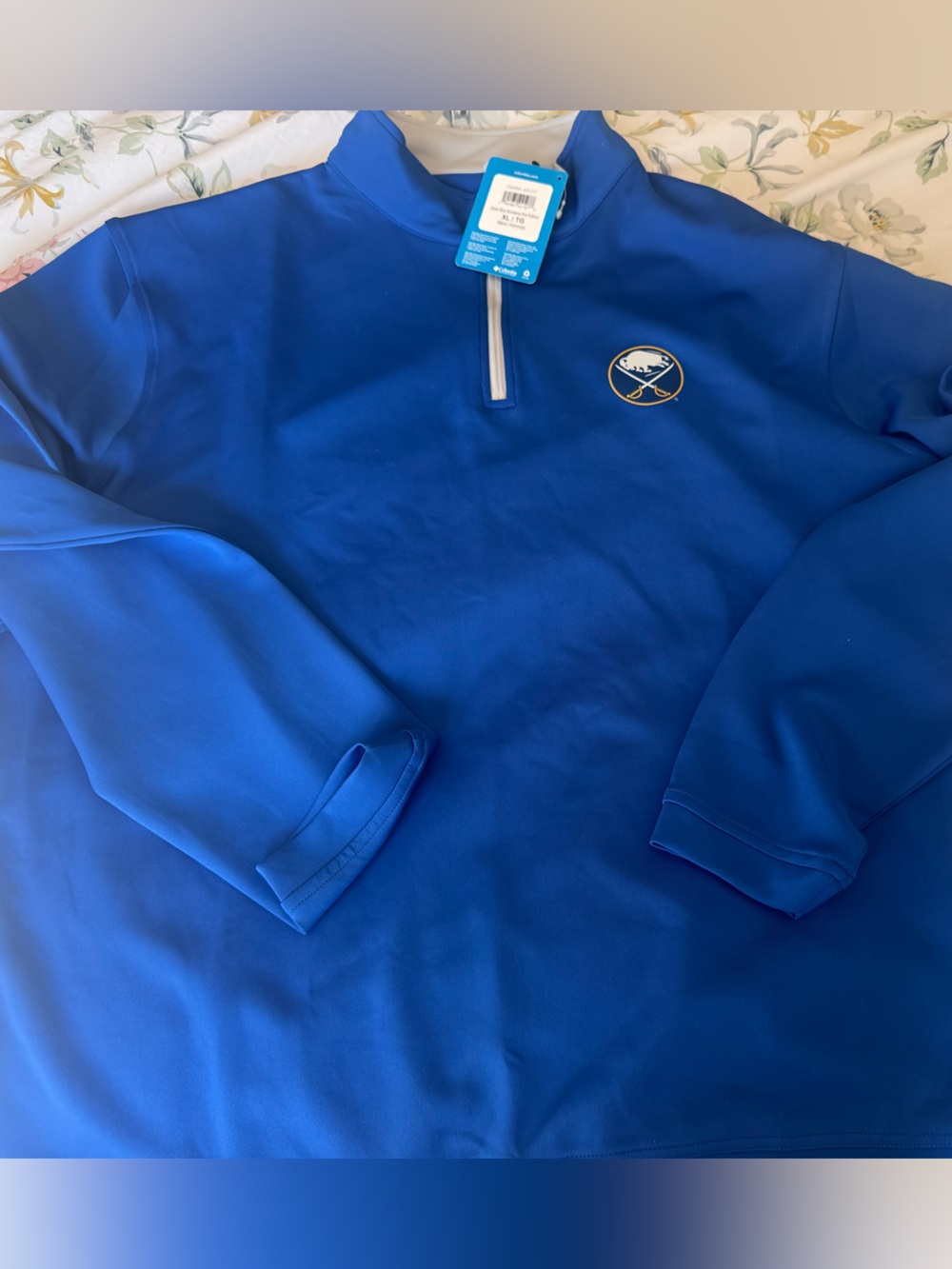 Columbia Men's Royal Blue Quarter-Zip Pullover with Buffalo Sabres Logo